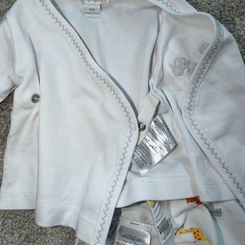 Kissy Kissy Newborn Pima Cotton Safari Animal Kimono Top & Footed Pants Set